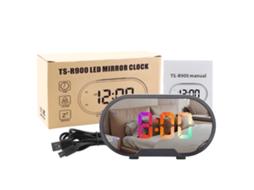 Despertador digital LED RGB Baok-reloj com tela grande de 5,5 polegadas, espelhamento, modo dimmer, volume ajustável, 2 portas USB e função soneca para quarto.