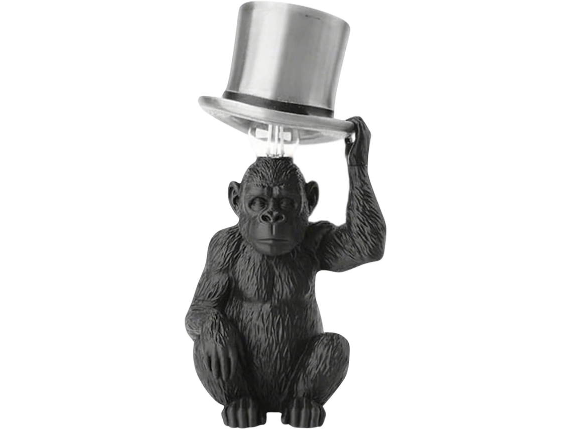 Abajur De Mesa Em Forma Macaco Com Cartola, Luminária Escultural