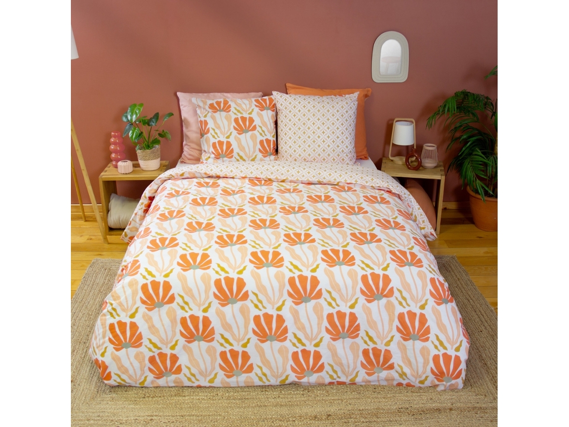Conjunto De Cama Reversível Com Estampa Floral Para 2 Lugares