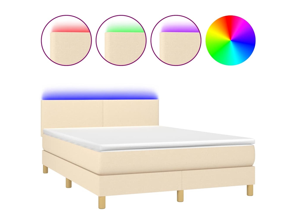 Box Spring Bed, Box Spring Beds Vidaxl Creme Tecido (140 X 200 Cm)