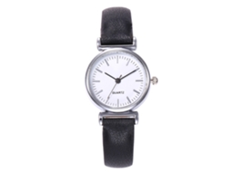 Relógio de Pulso Feminino de Quartzo com Pulseira Pu Estilo Simples Vansvar (preto+branco)