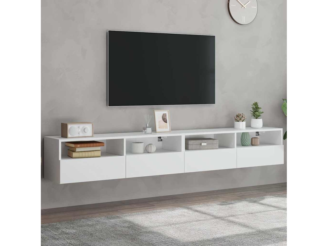 Vidaxl Móvel Parede P/ Tv 2 Pcs 100x30x30 Cm Derivados Madeira Branco