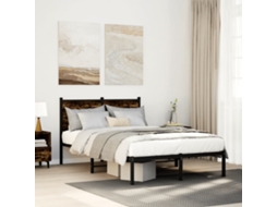 Estrutura De Cama Sem Colchão 120x200 Cm Metal Carvalho Fumado