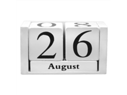 Calendário de Mesa Vintage em Madeira Branca, Estilo Rústico Chique, com Blocos de Madeira BRILVIBERA