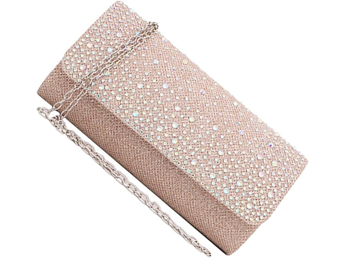 Clutch De Noite Com Strass, Bolsa De Mão Elegante Com Corrente, Bolsa De Ombro Feminina