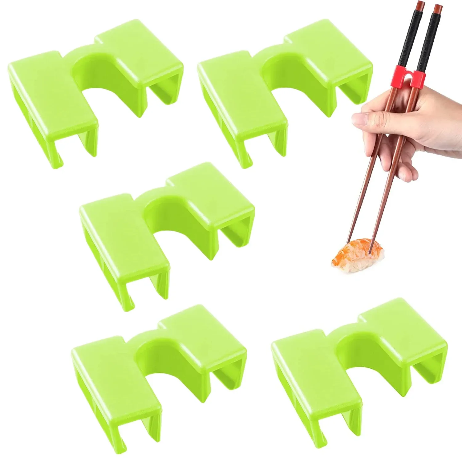 Conjunto de 5 Colheres Auxiliares Reutilizáveis com Conectores para Colheres MDUG (verde)