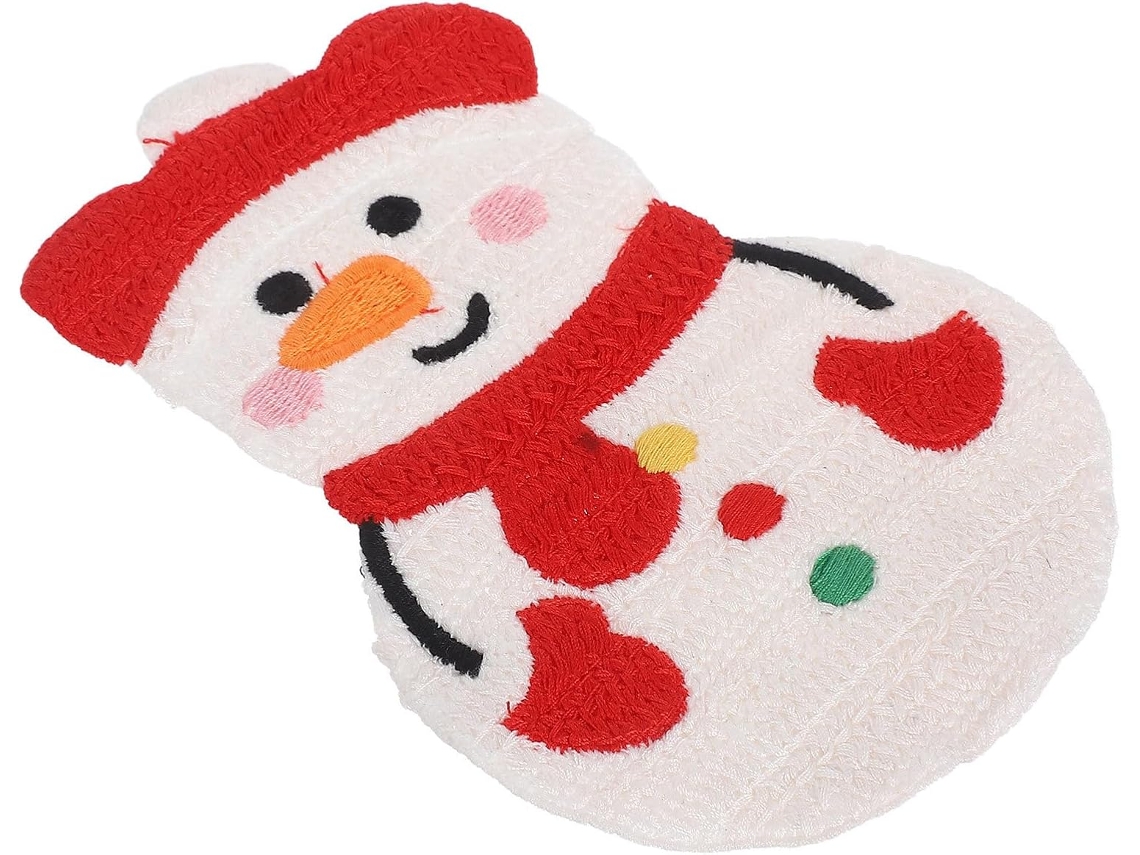 Aplique Bordado De Boneco De Neve Termocolante, Poliéster.