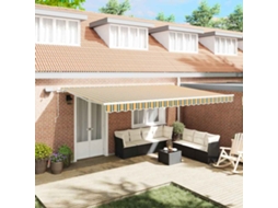 Vidaxl Toldo Retrátil Verde E Amarelo 500 × 350 Cm Tecido E Alumínio