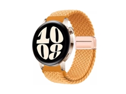 Pulseira GT6 em Nylon Trançado com Data Magnética para Huawei Watch 5, Samsung Galaxy 7, Xiaomi S4 e Garmin, Bege, 18mm