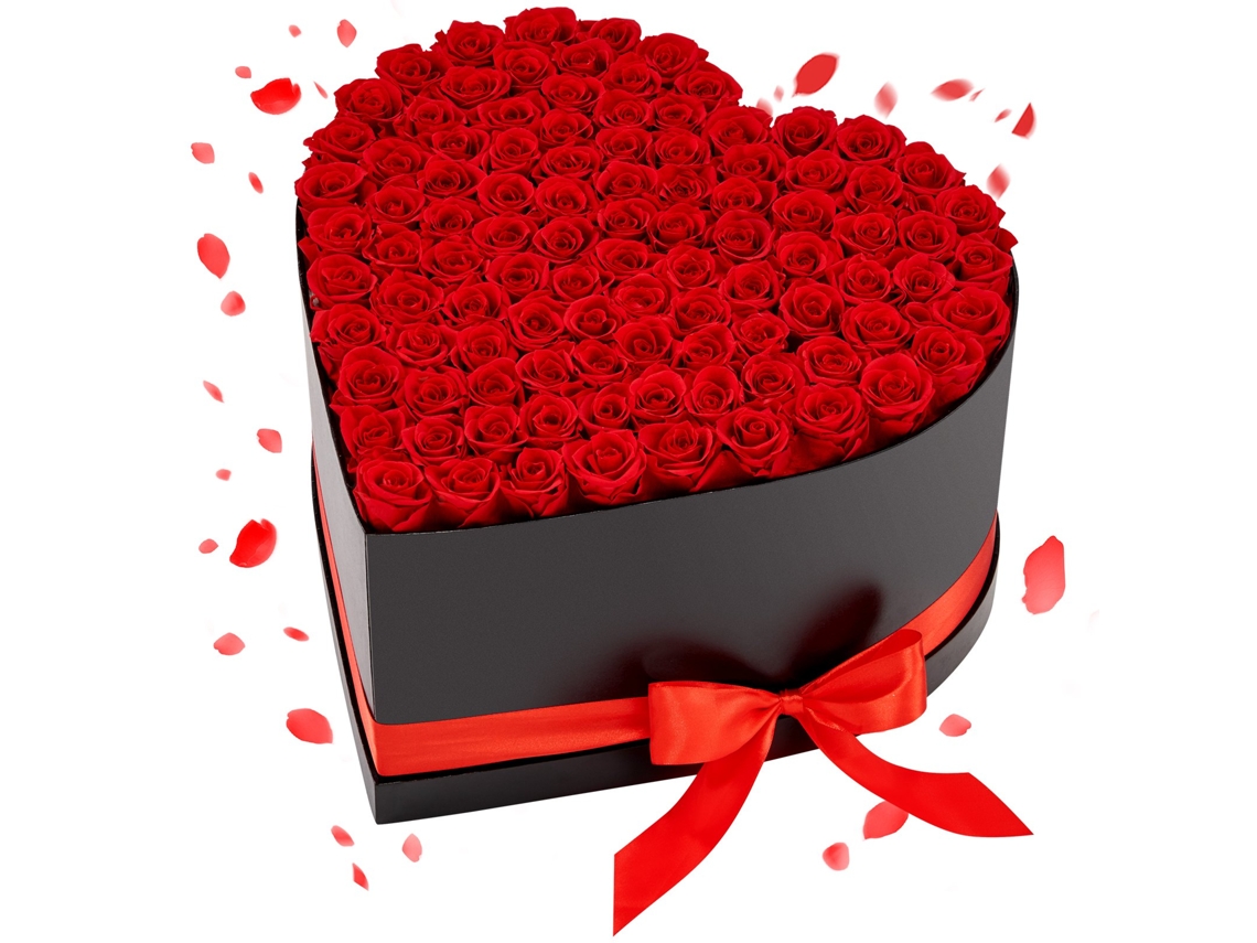 100 Rosas Eternas Em Forma De Coração Flores Preservadas Caixa De Presente Vevor