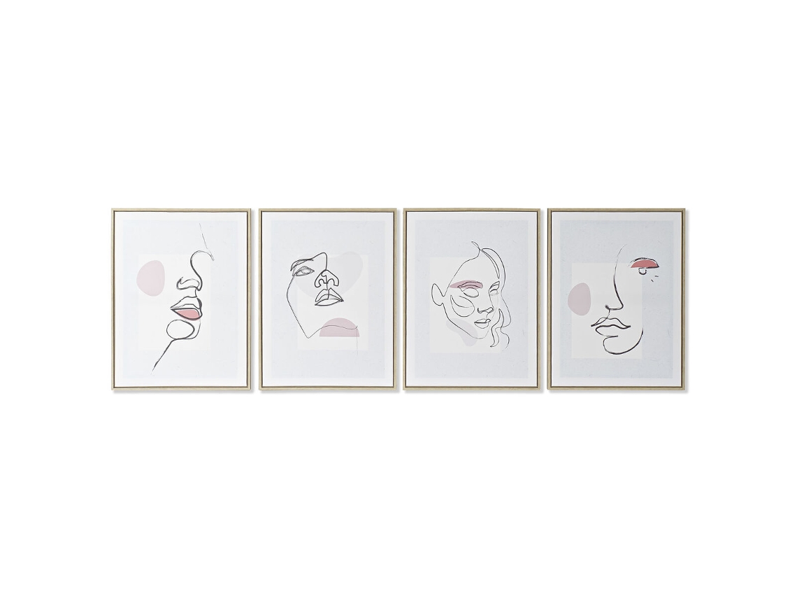 Dkd Home Decor Quadro de Rosto Escandinavo 45 x 2,5 x 60 cm (4 unidades)