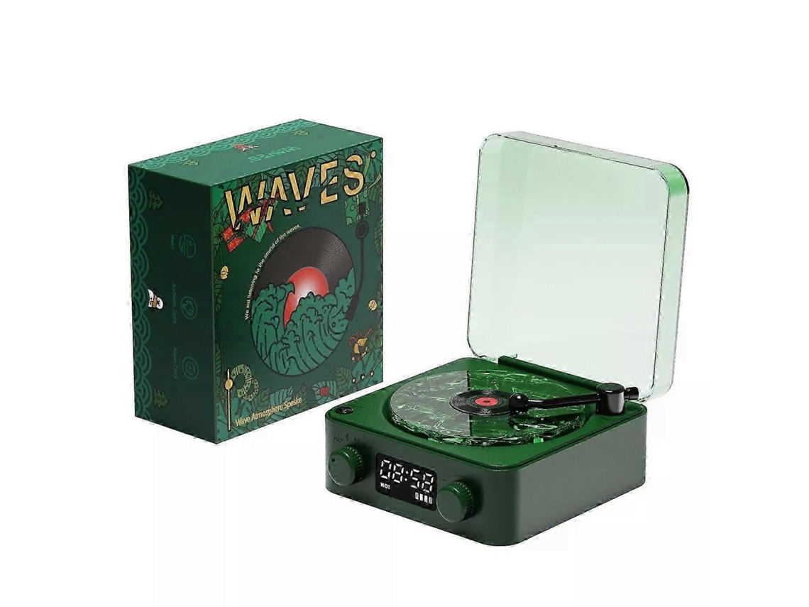 Toca Discos Lumena, Alto Falante Bluetooth Waves Vinyl Com 4 Modos Ajustáveis Slowmoose