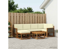 Vidaxl Conjunto De Sofás Para Exterior 7 Unid. Natural E Creme