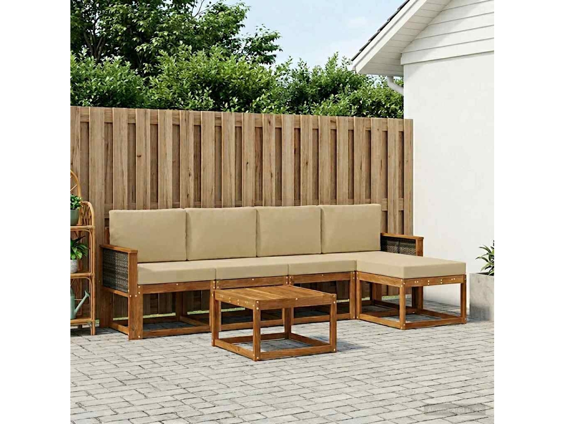 Vidaxl Conjunto De Sofás Para Exterior 6 Unid. Natural E Bege