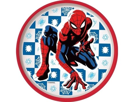 Prato Culinária Tataway Prato De Plástico Branco E Vermelho Para Crianças Marvel Spiderman Com Base Antideslizante