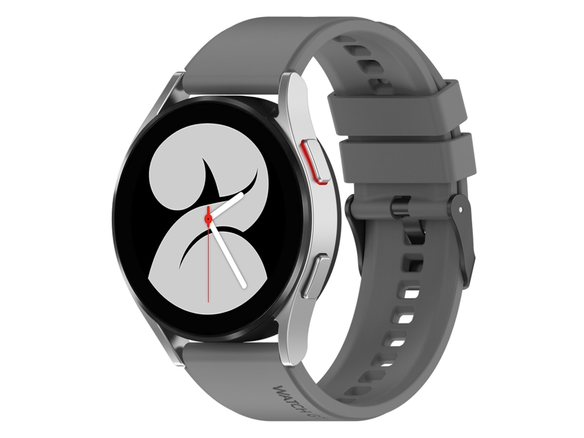 Bracelete Para Samsung Galaxy Watch 5 (40mm) - Silicone Black Buckle Step (20mm) - Cinza