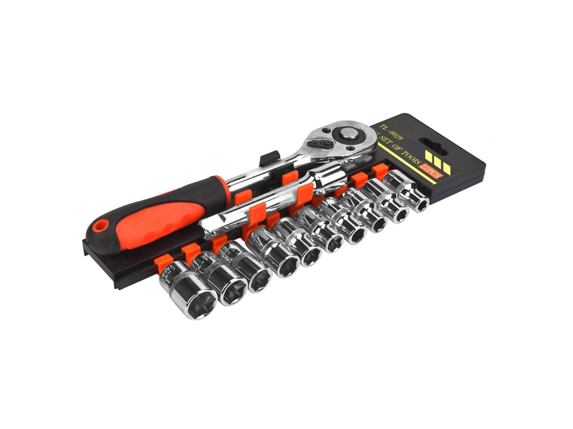 Kit De Ferramentas Com Chave De Rato E Sockets 1/2 12pcs Para Reparos Manuais