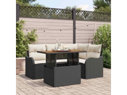Vidaxl Conjunto De Sofá De Jardim 5 Unid. Preto Rattan Sintético