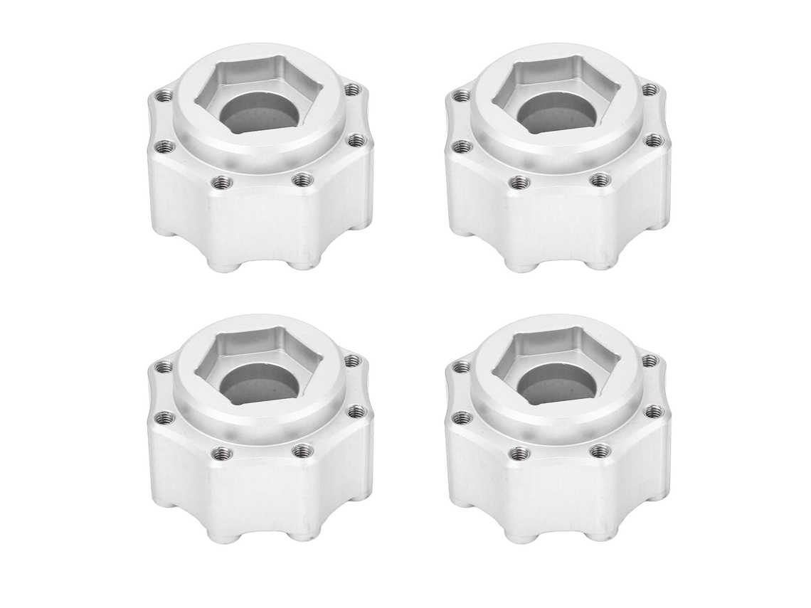 Yui Conjunto de 4 Adaptadores Hexagonais de 17mm em Liga de Alumínio 3.8 Polegadas para Acessórios RC Prata