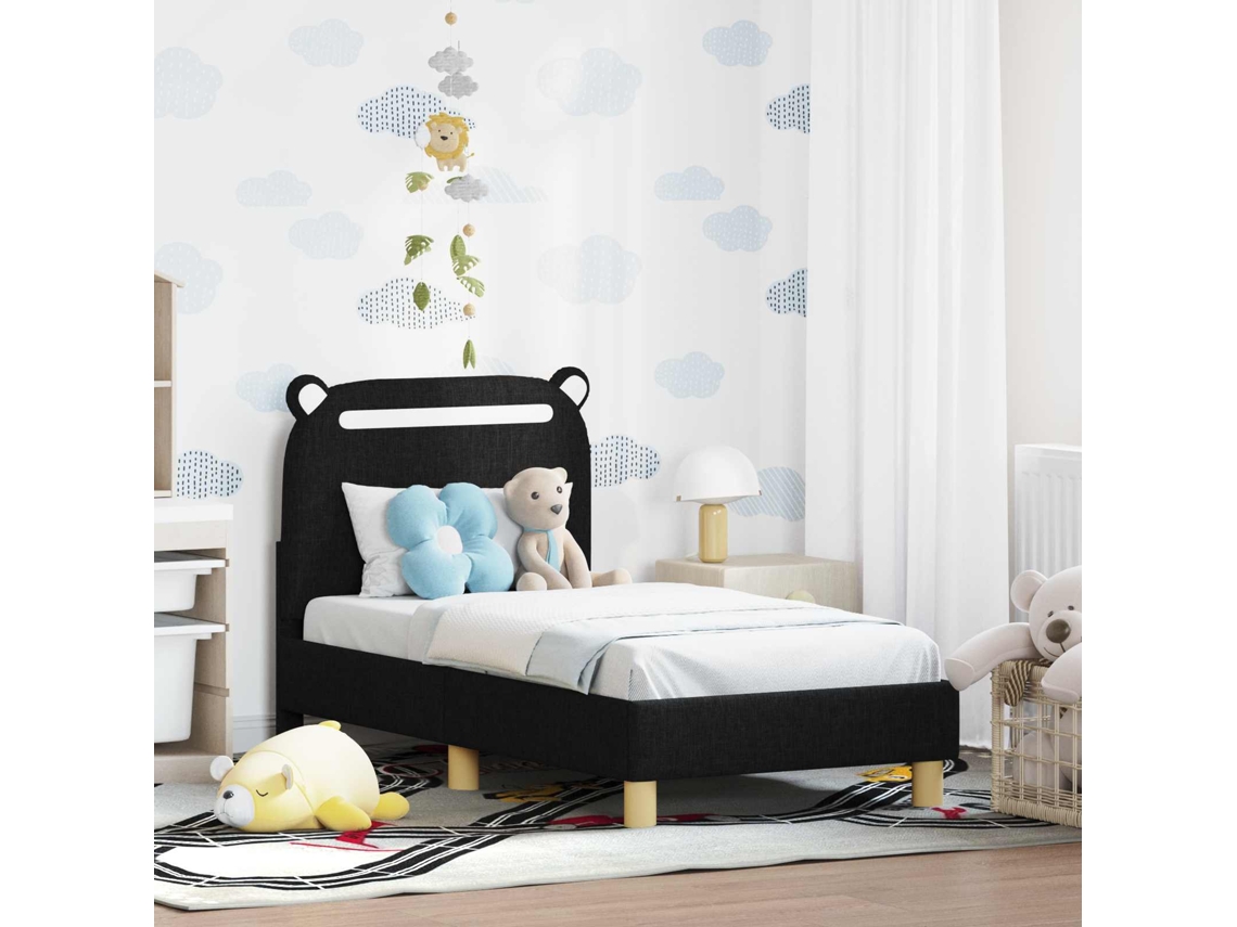 Vidaxl Estrutura de Cama para Criança com Cabeceira Preto 70 X 140 Cm
