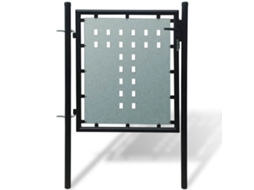Vidaxl Portão De Cerca De Porta Única Preto 100x100 Cm