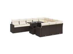 Conjunto de 11 Sofás de Jardim C/ Almofadões Vime Pe Castanho MAISON EXCLUSIVE (11 pcs)