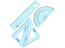 Conjunto de 4 réguas Flexiveis azuis transparentes da Jojofuny para estudantes, materiais escolares portáteis e práticos.