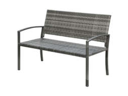 Banco De Jardim, Acabamento Com Efeito Rattan, Estrutura Em Aço, 2 Lugares, Cinza, 122 X 60 X 85 Cm