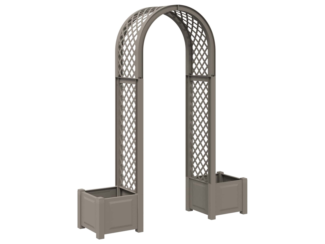 Vidaxl Arco De Rosas Com Vaso Cinzento 168,5 X 43 X 207 Cm Pp
