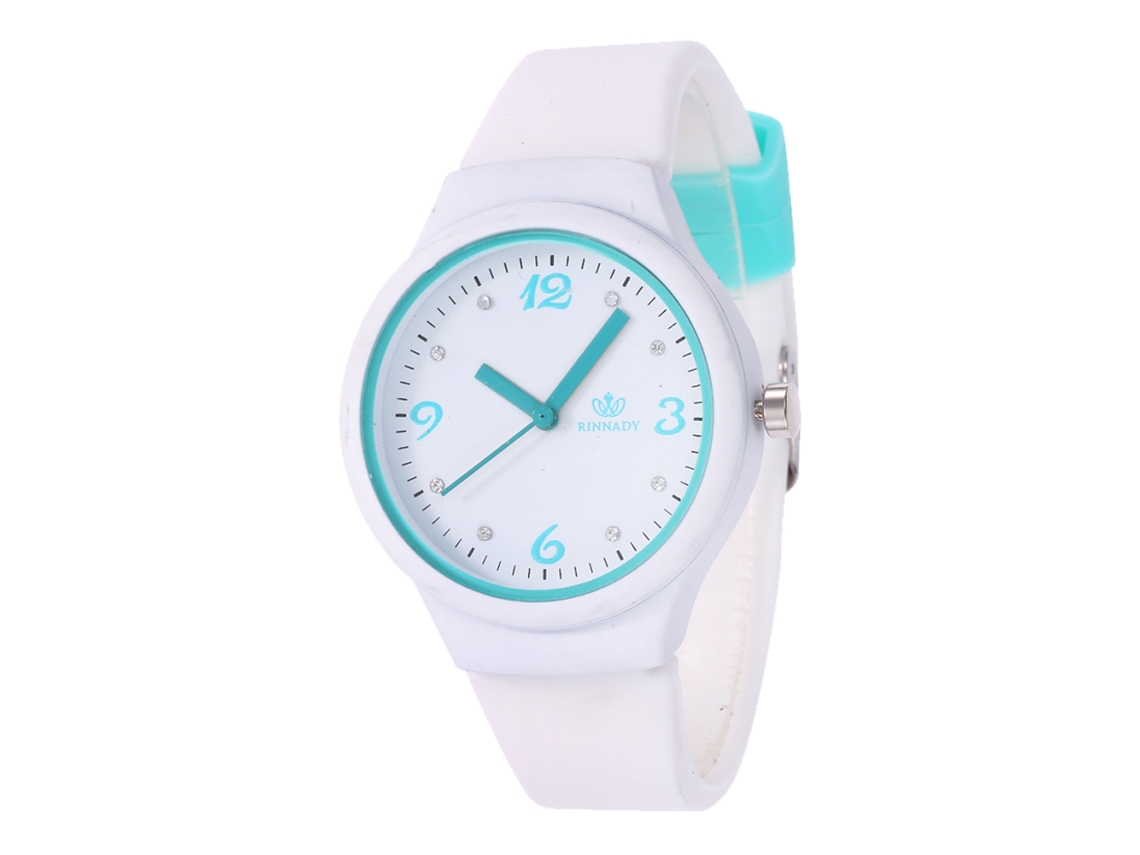 Relógio de Pulso Unissex Casual Elegante de Quartzo com Pulseira de Silicone Branco