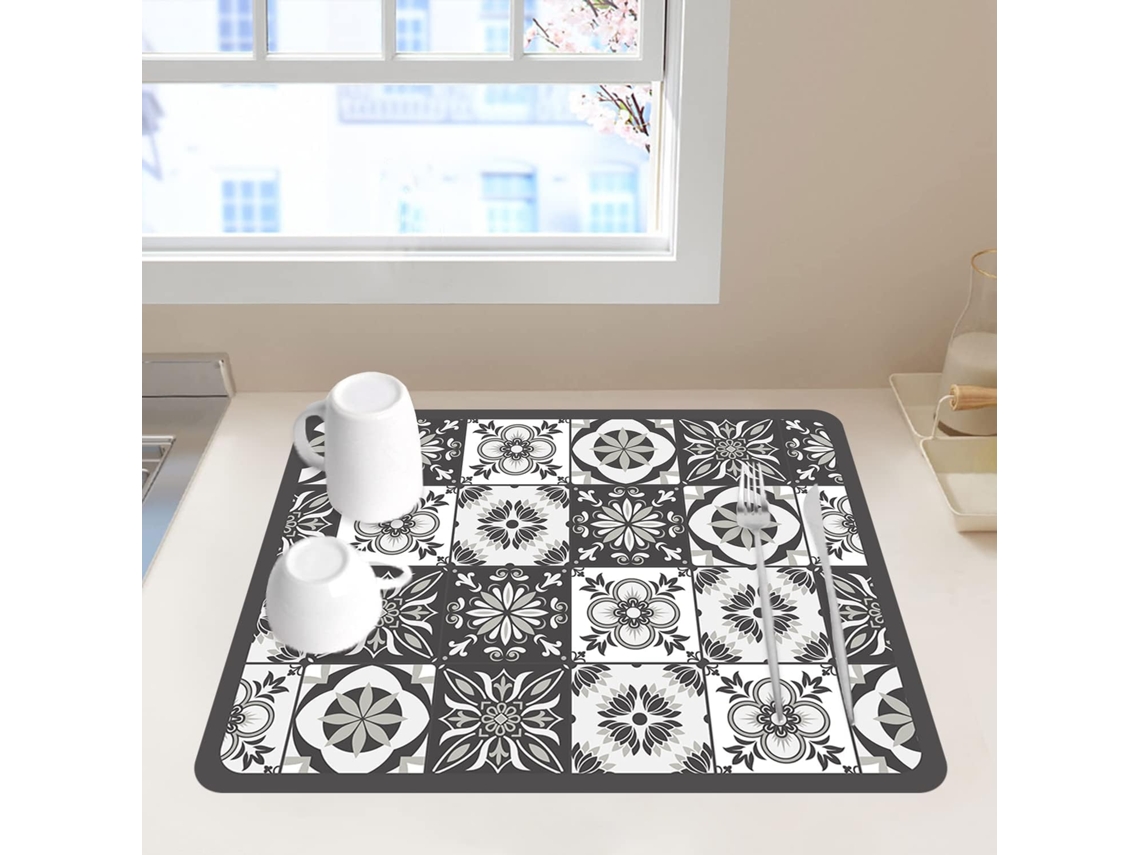 Tapete Escorredor de Pratos Superabsorvente, Tapete de Cozinha de Nanofibra para Secar Louça AQUAFORGE (40 X 50 Cm)