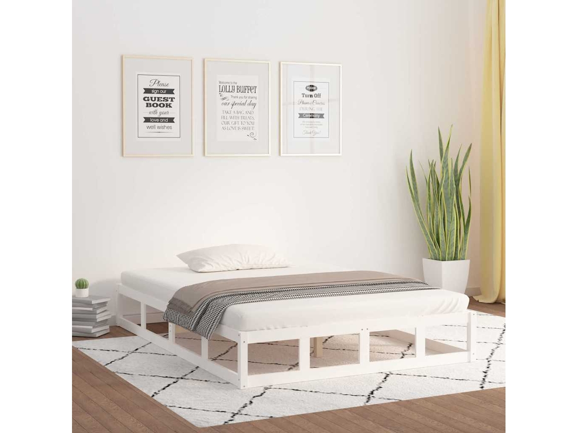 Vidaxl Estrutura De Cama 120x200 Cm Madeira Maciça Branco