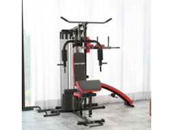 Máquina Multi Estação Ajustável De Musculação Com Placas Peso 45 Kg 225x175x200 Cm Preto