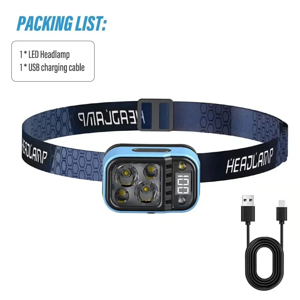Lanterna De Pesca Led Recarregável Com Sensor E Indicador De Bateria, Utilizando Leds Xpg+cob.