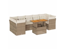Maison Exclusive - 8 Pcs Conjunto De Sofás P/ Jardim Com Almofadões Vime Pe Bege