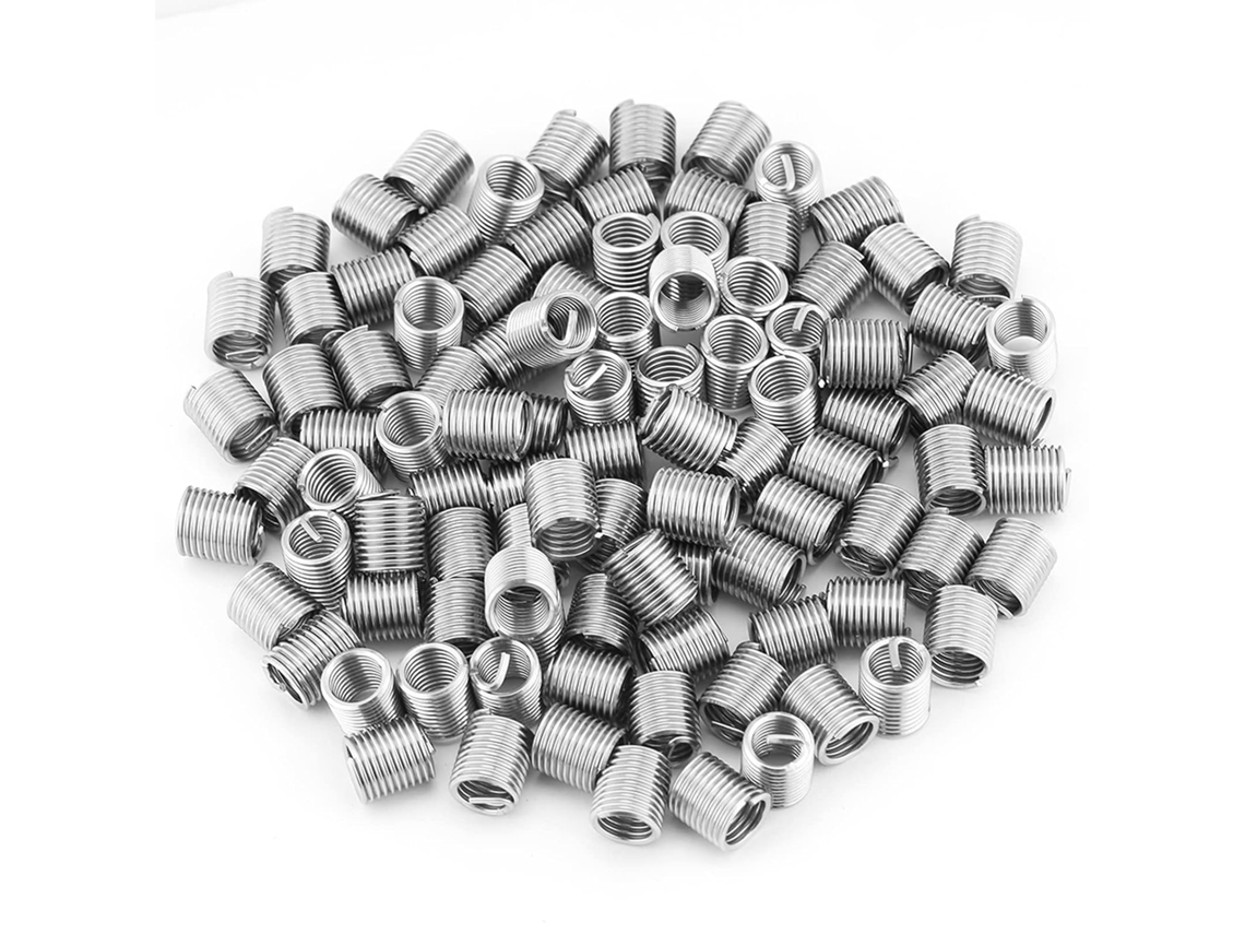 Conjunto De 100 Insertos Helicoidais Aço Inoxidável Ss304, Com Roscas