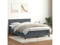 Vidaxl Cama Com Molas/colchão 160x210 Cm Veludo Cinzento-escuro
