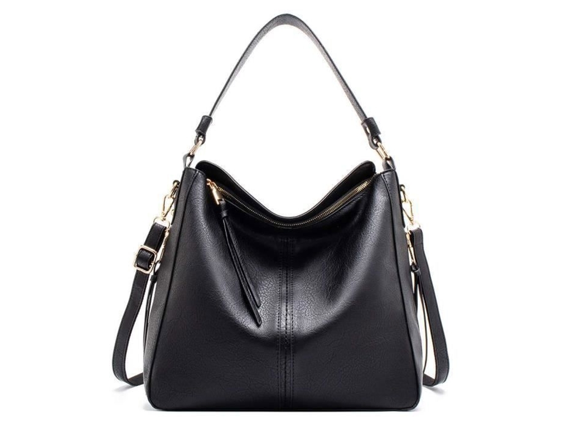 Bolsa Tote Pu alça de Ombro grande Capacidade AQUAFORGE (preta)