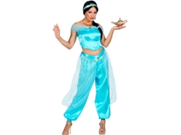 Fato de princesa árabe azul para mulher