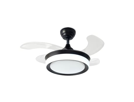 Ventilador De Teto Com 4 Pás Dobráveis ??transparentes, Ø90 Cm, Motor Silence 18w, Com Comando, 3 Tons De Luz, Regulável, Inverno/verão Azabak