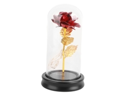 Rosa de Ouro 24k LAXISCREED com Luz LED e Base de Vidro