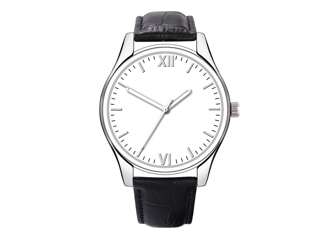 Relógio masculino de estilo simples, mostrador redondo, pulseira de couro PU, movimento de quartzo.