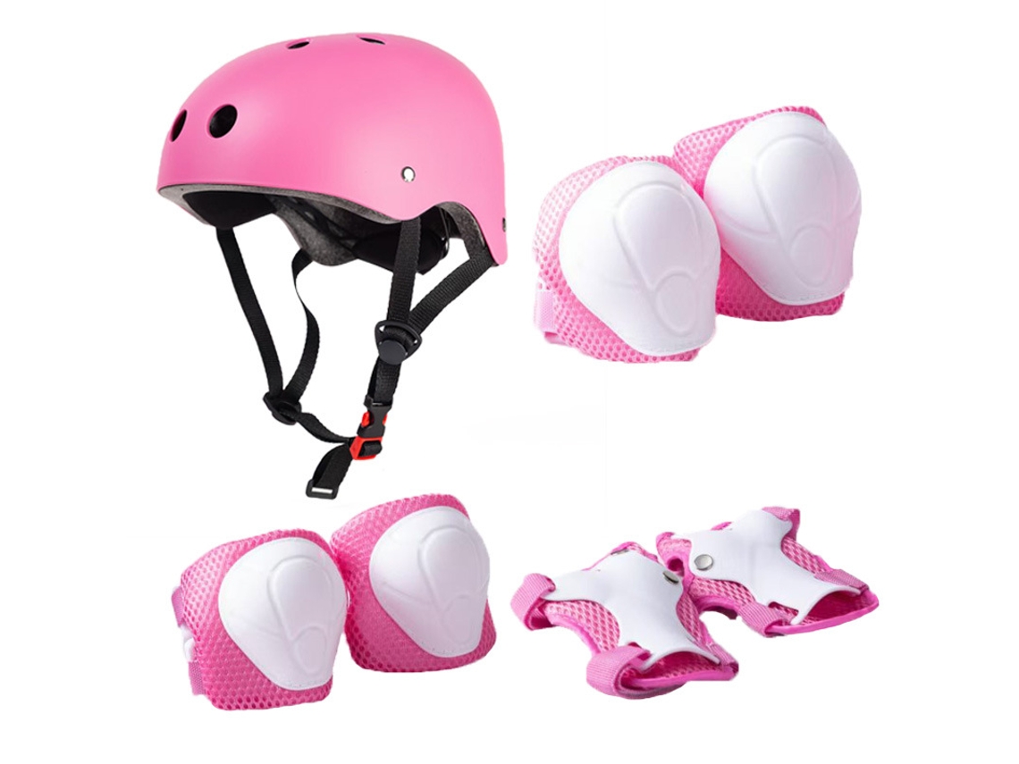 Kit Proteção de Crianças Capacete 7 em 1 ,tamanho:s Rosa XIAOMOYU