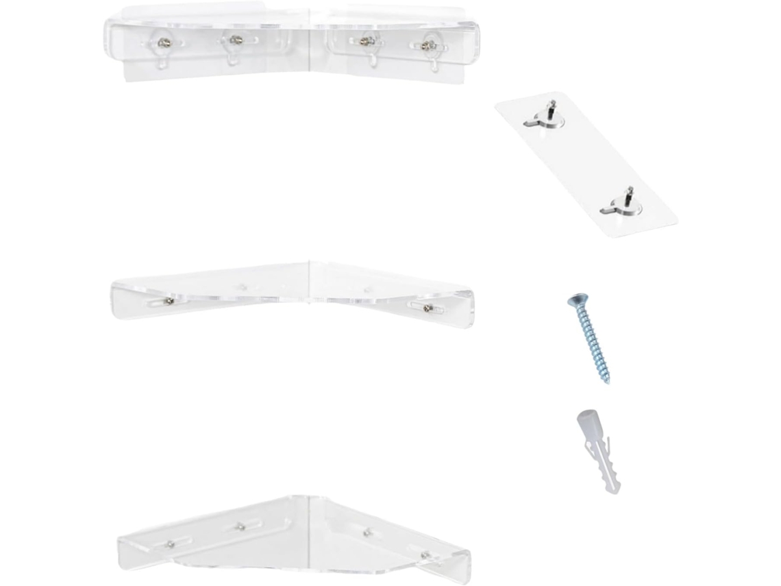 Conjunto De 3-prateleiras Acrílico Para Parede, Solução De Armazenamento Flutuante E Sem Danos, Prateleira De Canto