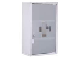Armário de Medicamentos Porta Em Aço Inox e Vidro Temperado Cor Plateado 50 x 30 x 18 cm Homcom