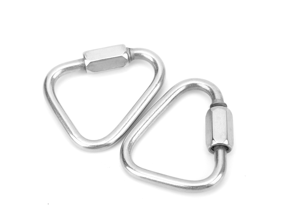 2pcs Mosquetões De Escalada Aço Inoxidável Hexagonal Triangular Link Rápido Diâmetro 4mm