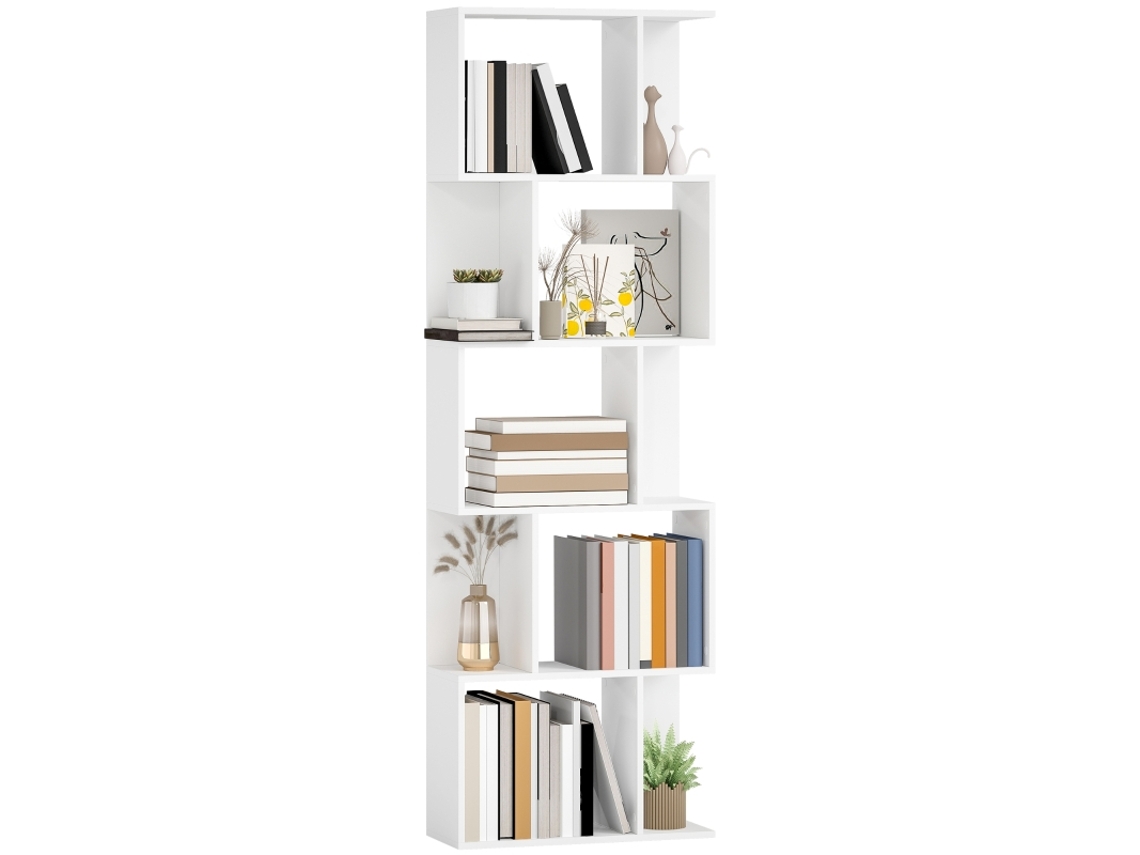 Estante S Moderna Com 5 Níveis E 10 Prateleiras,ideal Para Quarto Ou Escritório,60x24x184,5 Cm,cor Branca.