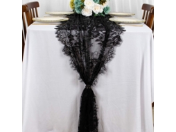 2026 runner de Mesa de Encaje Negro 76x300cm para Bodas Accesorios Decoración de Mesa