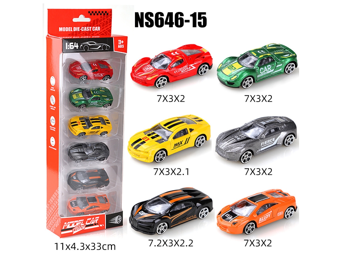 Miniaturas de Carros Deslizantes em Escala 1/64, Brinquedos Infantis MDUG (6 Carros)