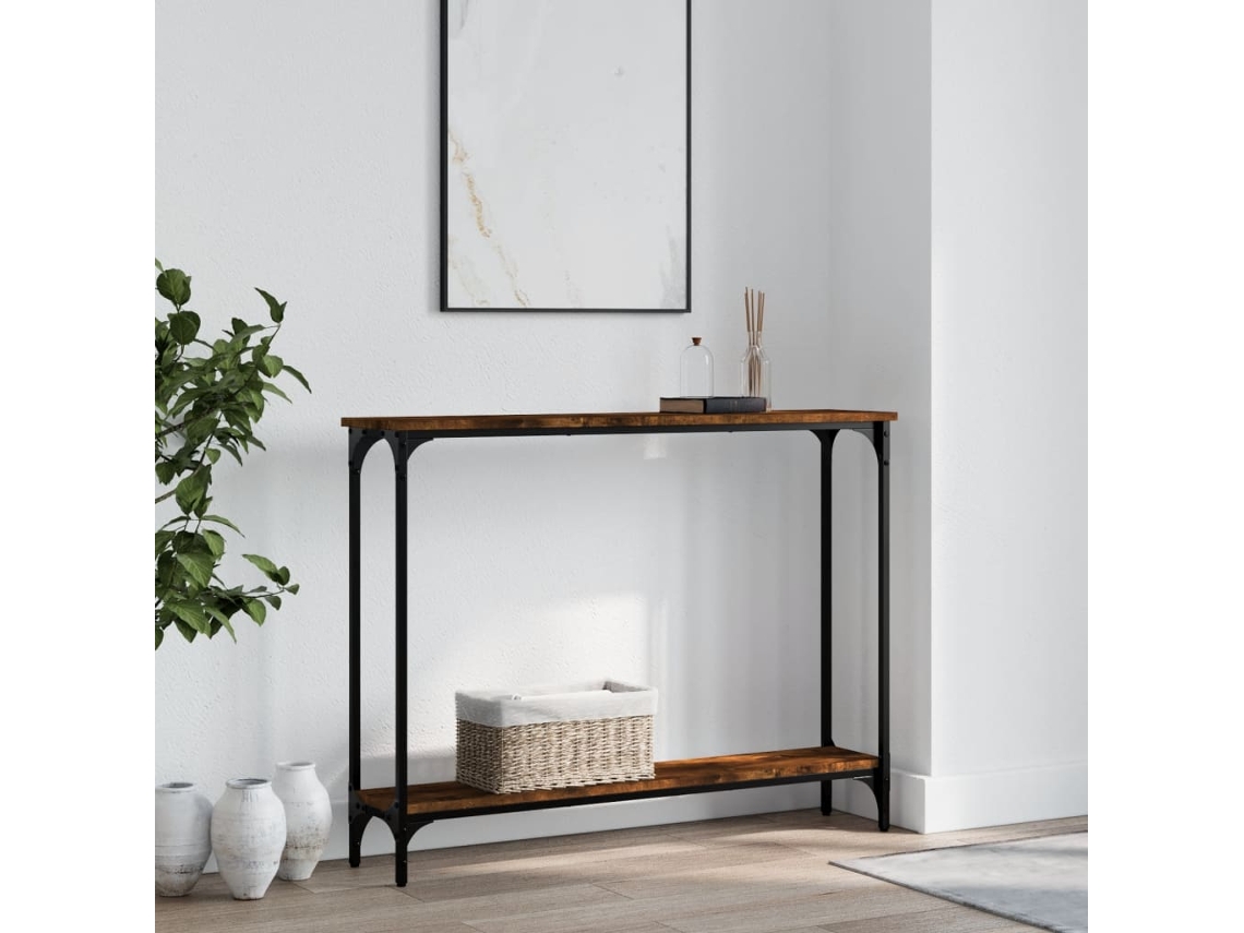 Vidaxl Mesa Consola 100x22,5x75cm Derivados De Madeira Carvalho Fumado